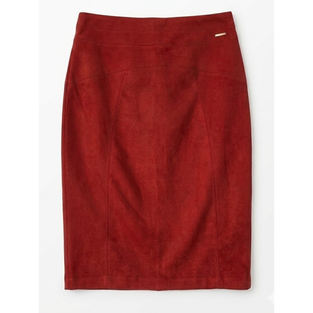 Marc New York Andrew Marc Rust Orange Faux Suede Pencil Skirt Size L
